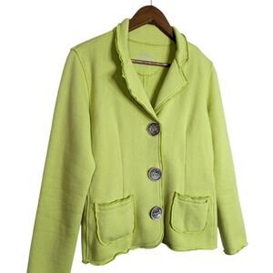Neon Buddha Sweater Jacket Small Lagenlook Artsy Raw Edge Soft Knit Statement